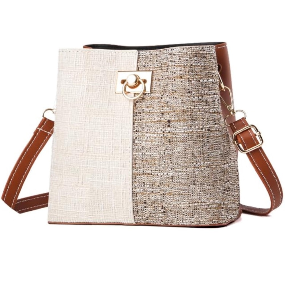 Two-Tone Tweed and Cream Clutch